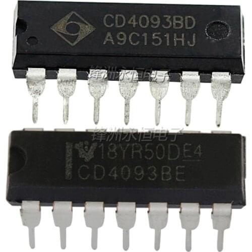20PCS Logic Chip Schmidt Trigger CD4093BE CD4093BD HEF4093BT CD4093 DIP14 SOP14