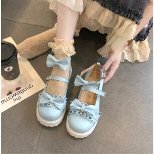 Bowknot LOLITA Shoes JK Uniform Shoes PU Leather lolita dress cosplay Shoes B377