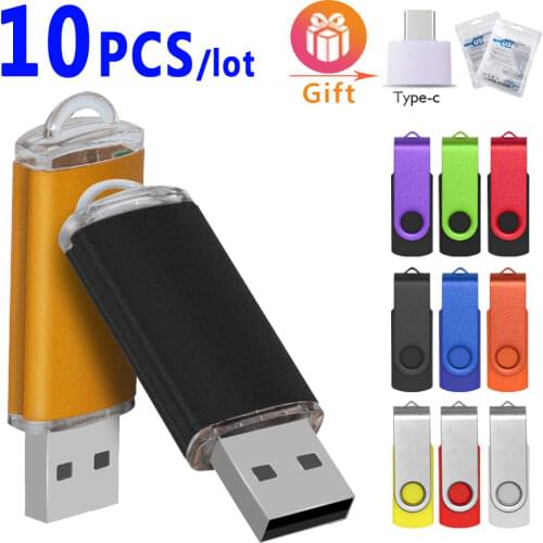 10PCS/lot Pendrive 128GB USB Flash Drive 64GB 32GB 16GB 8GB USB Flash Memory USB Stick 64 Gb Cle Usb Disk Storage Devices Logo