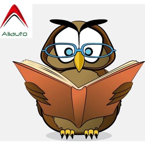 Aliauto Funny Car Stickers Owl Wearing Glasses Reading A Book PVC Decal for Mini Cooper Passat Peugeot Nissan,14cm*13cm