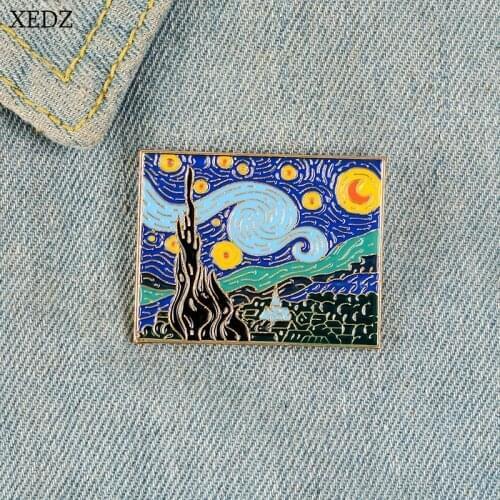 XEDZ New Art Brooch Fashion Personality Black Tree Pastoral Painting Badge Jewelry Gift Jeans Backpack Pendant Jewelry