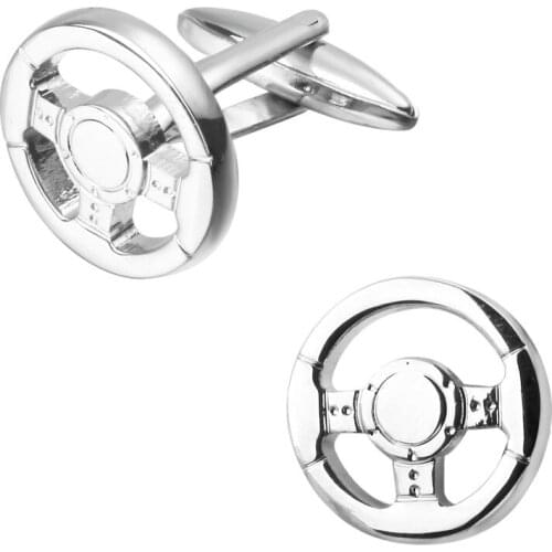 A pair of high quality silvery round old driver steering wheel cufflinks man wedding jewelry shirts cufflinks new retail