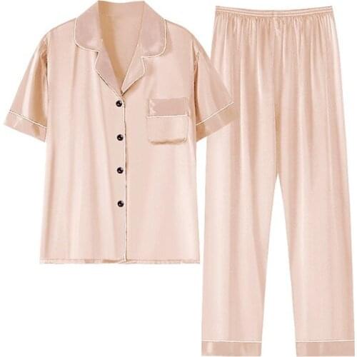 Plus Size 5XL Women Pajama Ladies Pajamas Silky Pyjamas Dropshipping Pajamas For Female Sleepwear Summer 2PCPajamas Set Homewear