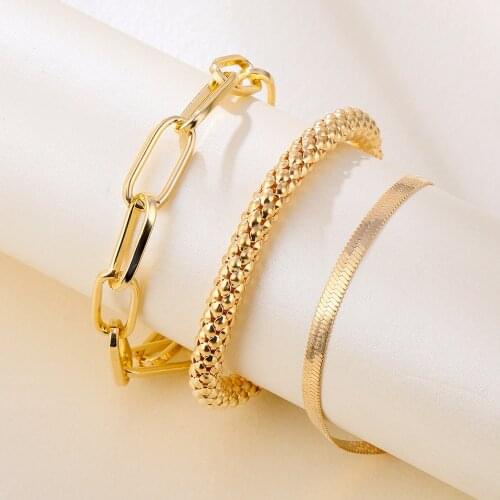 Yayi jewelry Punk Gold Color Charm Chain For Women Pearl Coin Butterfly Alloy Bangle Bracelets Fashion Bohemian Jewelry Set Gift