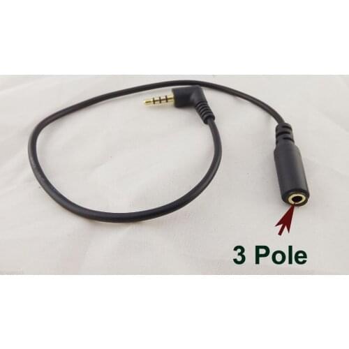 1pc 3.5mm Stereo Audio 4 Pole Angle Male To 3 Pole Female Extension AUX Cable 30cm