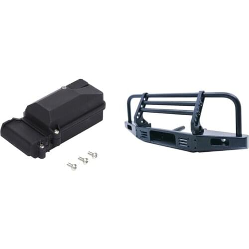 1PCS Plastic Radio Device Receiver Box for 1/10 Axial SCX10 90046 D90 Traxxax TRX-4 & 1x Front Bumper