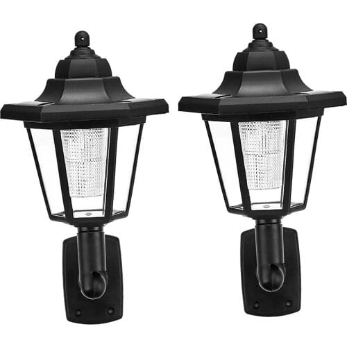 2pcs Solar Hexagonal Wall Lights Light Sensor Dusk-to-Dawn Decor Garden Patio Lamp Cool White