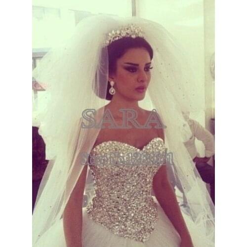 2014 Custom Made White Sexy Corset Ball Gown Vintage Wedding Dress Sweetheart With Crystal Beaded Tulle Bridal Gown EV0068