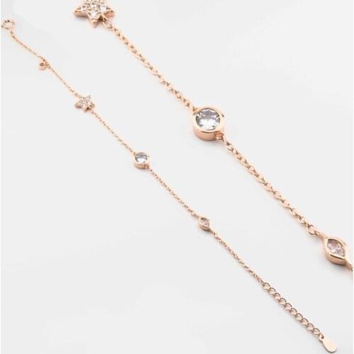 925 Sterling Silver Bracelet with Solitaire and Zircon Stone Star Design