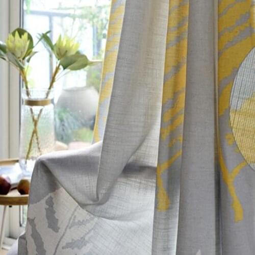 American Country Yellow Gray Leaves Plantain Blackout Curtains For Living Room Rustic Art Colorful Window Drapes For Bedroom #4