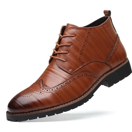 New Men Shoes Men Autumn Boots High Quality Leahter Fashion Casual Motocross Boots Round Toe Military Outdoor Retro Hiking Shoes