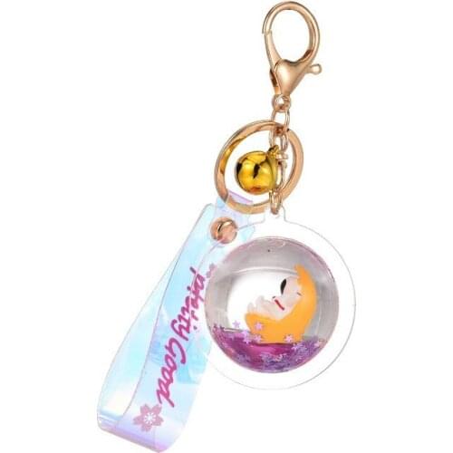 Cute Oil Floating Astronaut Doll Keychain Diy Cartoon Planet Astronaut Liquid Quicksand Key Ring for Mens Keyfob Gift Birthday