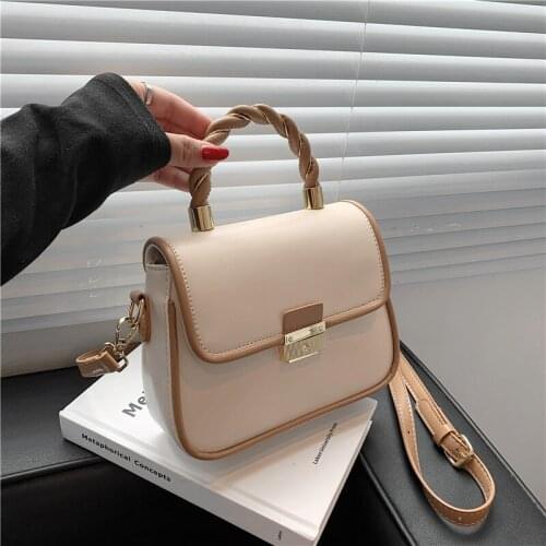 Burminsa Twist Top Handle Purses And Handbags For Women Designer Brand Push Lock Flap Ladies Shoulder Crossbody Bags Summer 2021