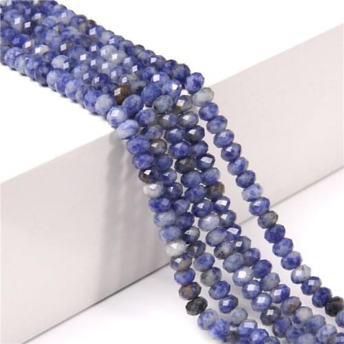 Diamonds Faceted Abacus Beads For Bracelet Ear Stud Jewelry Making Natural Sodalite Stone Beads Loose Space Beads 40-80Pieces