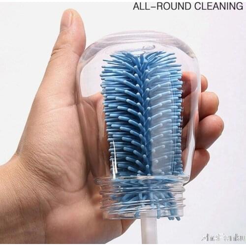 Newborn Baby Bottle Cleaner Brushes Silicone 360 Degree Rotation Long Handle Baby Milk Bottle Nipple Cup Clean Cleaning Brush