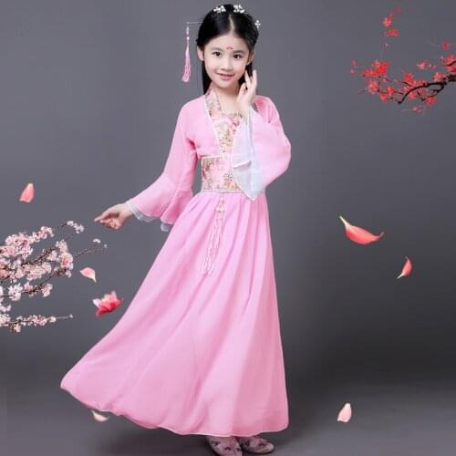 Childrens Ancient Hanfu Dress Fairy Princess Dance Wear Tang Dynasty Classica Costume Girls Traditional Chinese Folk Clothing