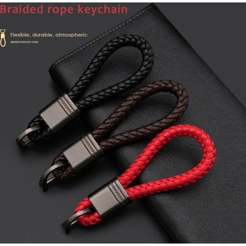 DQ 1Pcs Hand Woven Horseshoe Buckle Car Keychain Keyring Auto Car Key Chain Rings Holder for Audi BMW Benz Mazda Toyota Renault