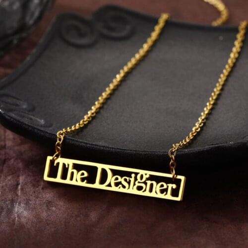 Customized Fashion Stainless Steel Name Necklace Personalized Letter Gold Choker Necklace Pendant Nameplate Gift