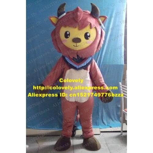 Coll Red Rhinoceros Mascot Costume Mascotte Wild Ox Bison Calf Cattle Bull With Happy Face White Belly Adult No.2933 Free Ship