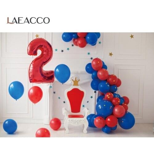 Laeacco Gray White Chic Wall Happy 2nd Birthday Party Balloons Fireplace Chair Child Portrait Photo Background Photo Backdrops