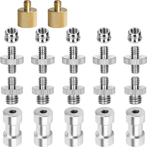 22Pack Camera Screw Adapter 1/4 to 1/4 Screw 1/4 to 3/8 Tripod Screw Adapter Converter Brass Screw Adapter Spigot Screw Mount