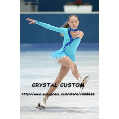 Hot Sales Girls Figure Skating Dresses Fashion New Brand Competition Children Ice Figure Skating Dresses Crystal DR3781