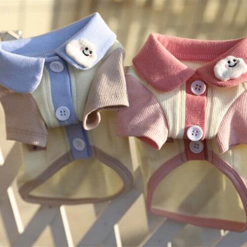 Patchwork Dog Clothes 2021 Pet Shirt Clothing For Small Medium Dogs Costume Leisure 100% Cotton Puppy Pet Overall Ropa Perro Pug