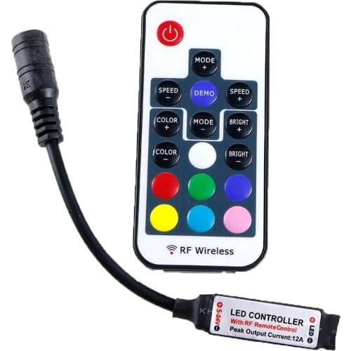 DC5-24V Mini Led RGB Remote Controller 17key RF Wireless Controller with 4pin female DC For 5050 12A RGB Led Strip Tape Lighting