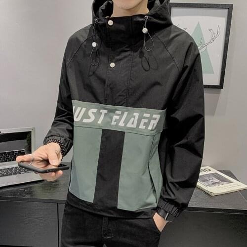 Chaqueta Hombre Casual Pocket Color Block Pullover Windbreaker Hooded Jackets 2020 Spring Mens Hip Hop Streetwear Outwear Coats