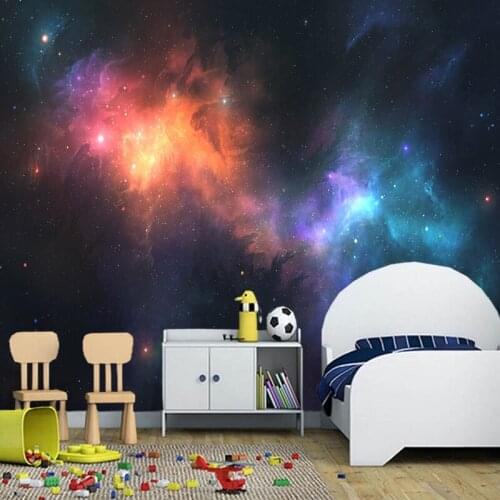 Natural landscape wallpaper, the Milky Way star murals for the bedroom KTV childrens room ceiling background wallpaper PVC