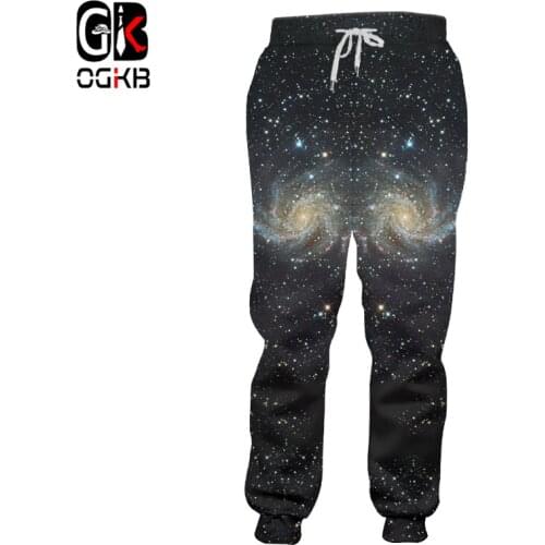 OGKB New Fashion Sweat Pants Joggers Pants 3D Graphic Print Starry Night Sweatpants For Men/women Hip Hop Full Length Trousers