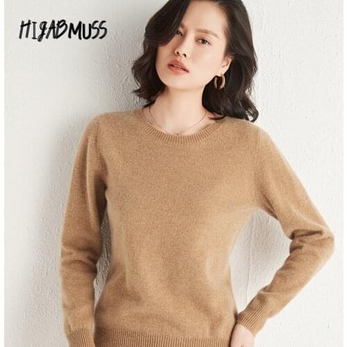 Autumn New Womens Casual Fine Wool Pure Color Knitted Slim-fit Round Neck Shirt T-shirts With Long Sleeves Women Sweaters