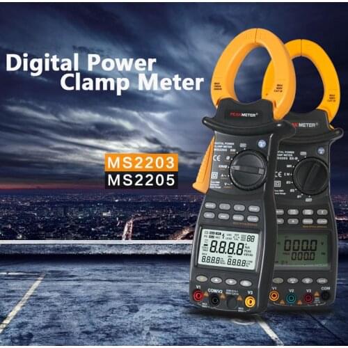 PEAKMETER PM2203 3-Phase LCD Digital Professional High Sensitivity Clamp Power Meter Factor Correction Data Log Rs232 True-RMS