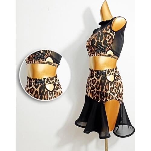 Sexy leopard dance suit tassel latin dance dress women salsa dress for women dance costumes dance wear pole dance clothing