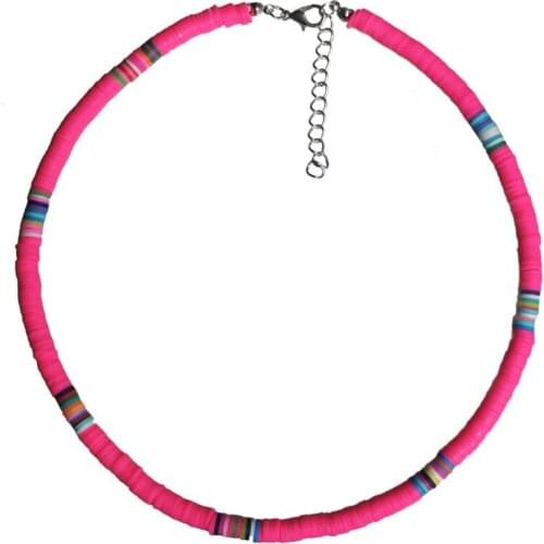 Bohemian Beach Colorful Clay Beaded Choker Boho Rainbow Polymer Clay Necklace Dropshipping