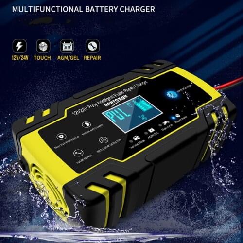 Full Automatic Battery-chargers 12V-24V 8A Digital LCD Display Car Battery Chargers Power Puls Repair Chargers Wet Dry Lead Acid