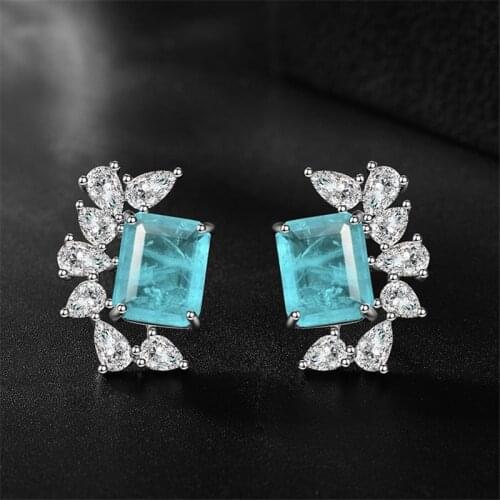 QTT Simple Dazzling Earrings Fashion Style 8*10 925 Silver Stud Earrings for Women Girl Lady Jewelry Accessory Gift