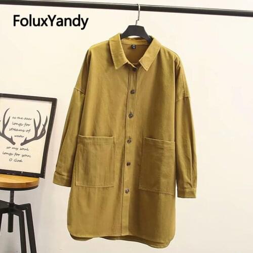 Womens Oversize Trench Coat Plus Size XXXL 4XL Turn-down Collar Casual Loose Long Trench Outerwear KKFY5203