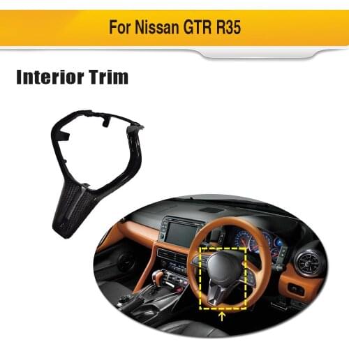 Dry Carbon Fiber Car Steering Wheel Cover Trim For Nissan R35 GTR 2017 - 2019 Replacement Interior Trim