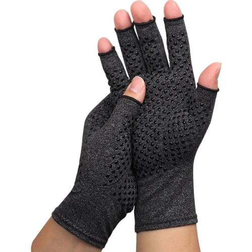 1 Pair Compression Arthritis Gloves Women Men Joint Pain Relief Half Finger Brace Therapy Wrist Support Anti-slip Therapy Gloves