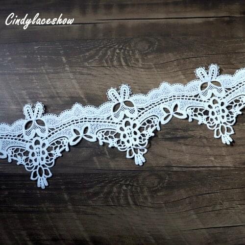 2 Yards 9.5 cm Width Vintage Handicraft Ivory Lace Trim Ribbon Wedding Dress Appliques Lace Fabrics Sewing Accessories DIY Craft