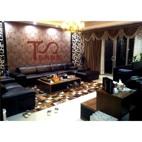 2018 free shipping 100% natural hand made cowhide leather cheap artificial grass carpet