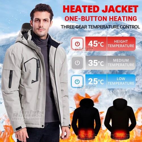 3 Areas Winter Heated Jacket Warm Clothes Thermal USB Heated Vest Clothing Winter Windbreaker Coat Hiking Hunting Equipment Ski