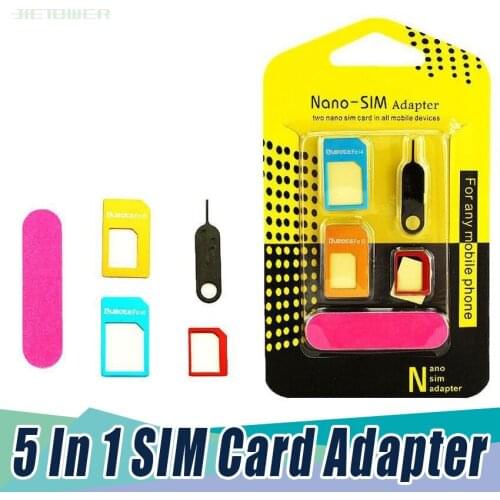 5 in 1 Nano Sim Card Adapters + Regular & Micro Sim + Standard SIM Card & Tools For iPhone 4 4S 5 5c 5s 6 6s Retai Box 200PCS