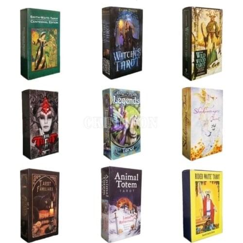 50Sets/Lot Full English Tarot Cards 10 Style Edition Witch Tarot Deck Future Fate Indicator Forecasting Cards Set
