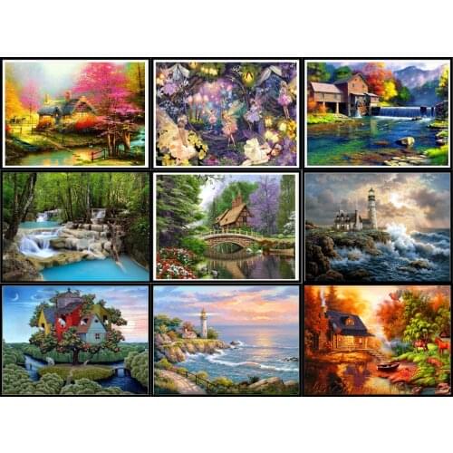 5d Diy Diamond Painting, Full Circle Resin Landscape Painting, Diamond Embroidered Mosaic, Rhinestone Painting, Home Decoration