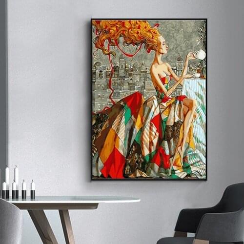 Nordic Restoring Ancient Style Portrait Canvas Painting abstract modern Posters and Print Wall Art Picture for Living Room Decor