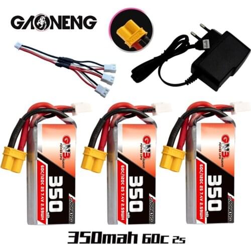 Gaoneng Gnb 7.4V 350Mah 2S 60C/120C HV Lipo Battery + Charger With XT30 Plug For Beta75X Rc Drone Fpv racing Drone