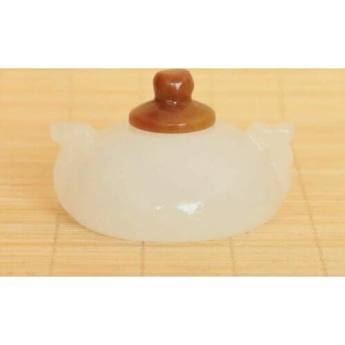 Chinese White Jade Handmade Exquisite Statue Teapots Collection Ornaments Statues for Decoration Home Decor Flagon Kettle