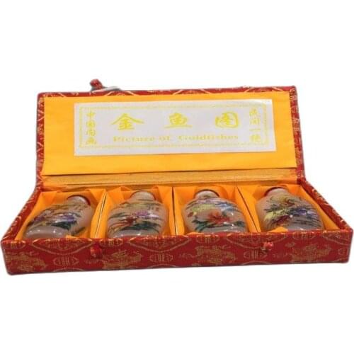 Chinese Unique Painting snuff bottle inside painted four combinations goldfish